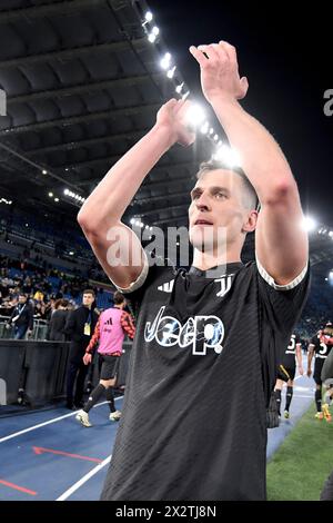 Rom, Italien. April 2024. Während des Halbfinalspiels zwischen SS Lazio und Juventus FC im Olimpico-Stadion in Rom (Italien), 23. April 2024. Quelle: Insidefoto di andrea staccioli/Alamy Live News Stockfoto