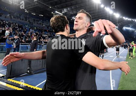 Rom, Italien. April 2024. Während des Halbfinalspiels zwischen SS Lazio und Juventus FC im Olimpico-Stadion in Rom (Italien), 23. April 2024. Quelle: Insidefoto di andrea staccioli/Alamy Live News Stockfoto