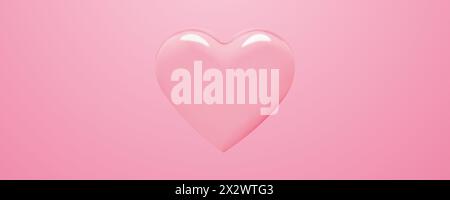 3D-Hochglanz-rosa Herz. Vektorentwurzelement. Stock Vektor