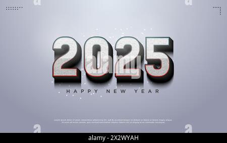 Riesige und realistische 3D-Zahlen für das Neujahrsfest 2025. Stock Vektor
