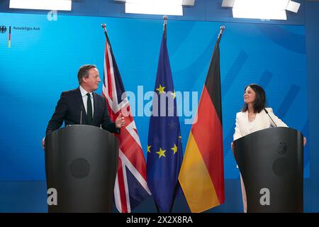 07.03.2024, Berlin, Deutschland - der britische Außenminister Lord David Cameron und die deutsche Außenministerin Annalena Baerbock bei der gemeinsamen Pressekonferenz Stockfoto