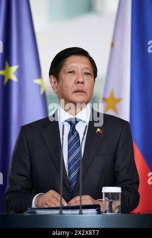 12.03.2024, Berlin, Deutschland - der Präsident der Republik Philippinen, Ferdinand Marcos Jr., bei der Pressekonferenz im Bundeskanzler Stockfoto