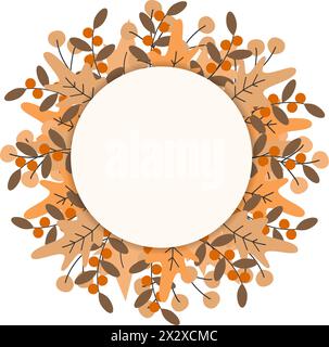 Herbstblattkranz mit Kopierraum in trendigen weichen Farbtönen Vorlage für Schriftzüge oder Grüße isolieren EPS Vector Design-Konzept für Karten, Poster, Banner, Broschüren, Beschriftungen oder Web, aktion Stock Vektor