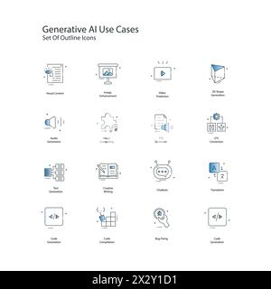 Generative AI Use Cases Vektorillustration Symbol Design Set Stock Vektor