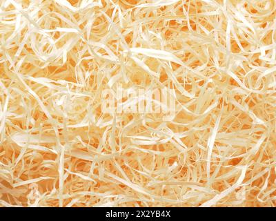 Nahaufnahme der Holzwolle Textur als Füllmaterial, umweltfreundliche Verpackungskonzepte Hintergrund Stockfoto