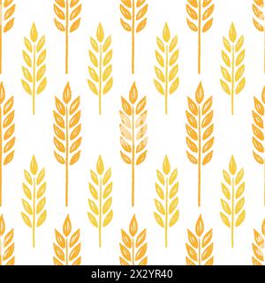 Weizenpinsel Textur nahtloses Muster Hintergrund. Handgezeichneter Pinsel abstraktes Blumenweizen nahtloses Muster. Abstrakter, handgezeichneter Hintergrund mit Blumenmuster. Vektorabbildung Stock Vektor