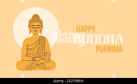 Happy Vesak Day, Buddha Purnima wünscht Grüße Vektor Illustration. Poster, Banner, Grußworte und Druckdesign. Stock Vektor