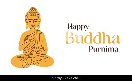 Happy Vesak Day, Buddha Purnima wünscht Grüße Vektor Illustration. Poster, Banner, Grußworte und Druckdesign. Stock Vektor