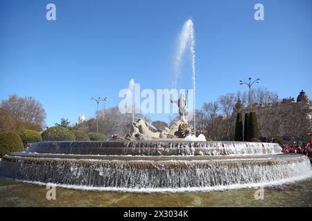 Neptun-Brunnen am Canovas del Castillo-Platz in Madrid, Spanien. Stockfoto