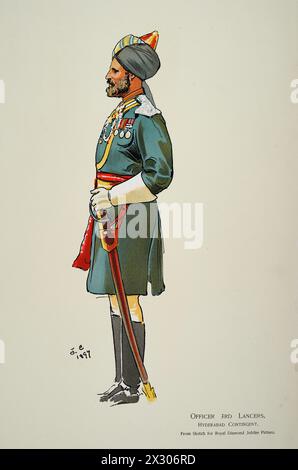 British Empire Military Uniforms, Soldier British Indian Army, 3rd Lancers Hyderabad Contingent, 1900, SOUVENIRBUCH - ROYAL MARINE & MILITARY BAZAAR J Stockfoto