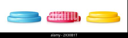 Podiumszenen mit Produktplattform auf weißem Hintergrund. Produktpräsentation Motto-Banner. 3D-Standfuß-Set. Vektor Stock Vektor