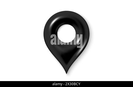 Suchen Sie die gps-Markierung des Kartenstifts. 3D-Design des Pin-Symbols für die Positionskarte. Positionieren Sie den Positionszeiger, das Ziel-Tag. Vektor Stock Vektor