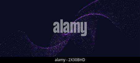 Abstraktes, gewelltes technisches Hintergrunddesign. Abstrakte Wellenbewegungspunkte, Fließpartikel, Hightech- und Big-Data-Design. Vektor Stock Vektor