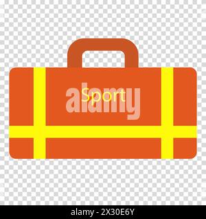 Roter Sportgriff mit gelben Riemen, flaches Design, einfaches Bild, Cartoon-Stil. Das Konzept eines gesunden Lebensstils und Sports. Symbol für Vektorlinie für Bu Stock Vektor