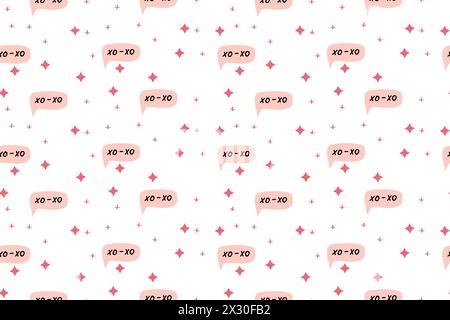 Hintergrund von Sprechblasen mit Kompliment-Phrasen, Selbstliebe-Zitate mit Stern, nahtloses Muster. Vektorillustration kann für Textil, Stoff de verwendet werden Stock Vektor