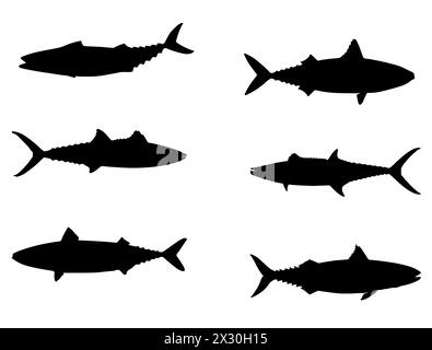 Makrelen Fisch Silhouette Vektorkunst Stock Vektor