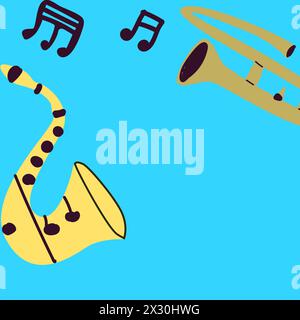 Poster oder Banner für das Jazzfestival mit Musikinstrumenten. Perfekt für Musikveranstaltungen und Jazzkonzerte. Vektorabbildung Stock Vektor