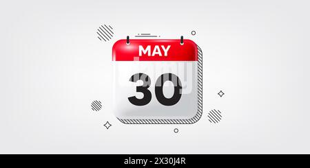 Kalenderdatum 3D-Symbol. Monatsdatum des Terminplans. Terminkalender für Meetings, Erinnerungsbanner für Zeitplaner. Vektor Stock Vektor