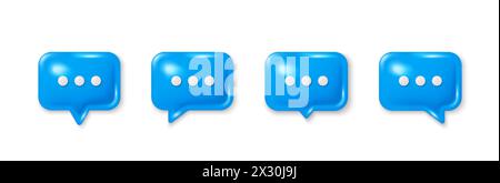 Set aus 3D-Sprechblasen. Sprechblasen, Chatbox, Chat-Dialog-Symbol. 3D-Sprechblasen mit Ellipsen. Vektor Stock Vektor