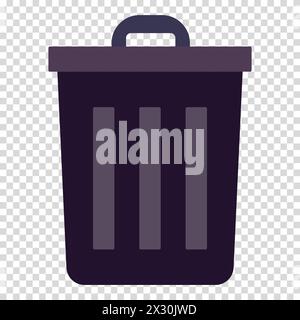 Schwarzer Mülleimer, Müll, schlechte Ideen, Pflege des umgebenden Raums, flaches Design, einfaches Bild, Cartoon-Stil. Ungültiges Inhaltskonzept. Symbol für Vektorlinie fo Stock Vektor