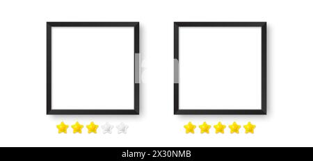 Fotorahmen, realistisches quadratisches schwarzes Rahmenmodell. Leerer Rahmen für Ihr Design. Vorlage für Bild. Vektor Stock Vektor