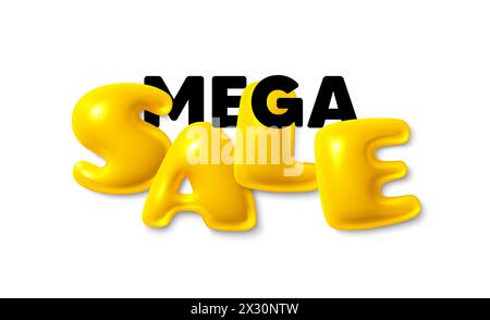 Mega Sale 3D-Banner. Großes Sonderangebot. Ballons mit Rabattangebot. Abzeichen für Preisangebot, Banner für Geschäftsangebote. Vektor Stock Vektor