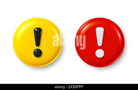 3D-Symbole für Gefahrenwarnung. Warnung, Vorsicht oder Notfallbenachrichtigung. Gefahrenhinweis. Vektor Stock Vektor