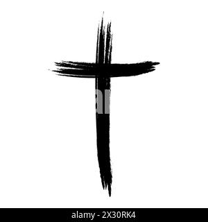 Symbol für Pinsel gemaltes Kreuz. Vektorabbildung Stock Vektor