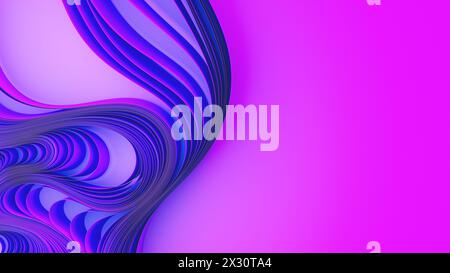 Violette Stoffschichten oder Papierverzug. Abstrakter Stoff. 3D-Rendering-Abbildung Stockfoto