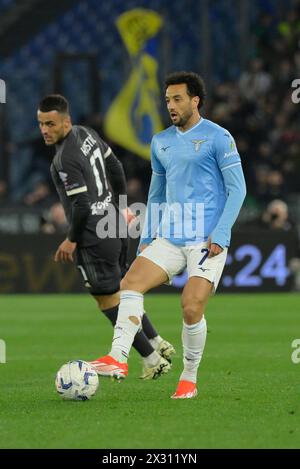 Roma, Italien. April 2024. Felipe Anderson von Lazio während des Halbfinalspiels zwischen Lazio und Juventus im Olympiastadion Roms, Italien Dienstag, 23. April 2024 - Sport - Fußball (Foto: Fabrizio Corradetti/LaPresse) Credit: LaPresse/Alamy Live News Stockfoto