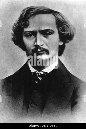 Swinburne, Algernon Charles, 5.4.1837 - 10.4,1909, englischer Dichter, um 1865, ADDITIONAL-RIGHTS-CLEARANCE-INFO-NOT-AVAILABLE Stockfoto