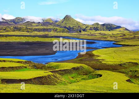 Geographie / Reise, Island, Sudurland, Lakagigar, Ulfarsdalur des Flusses Skafta, ADDITIONAL-RIGHTS-CLEARANCE-INFO-NOT-AVAILABLE Stockfoto