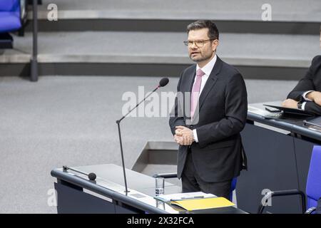 Marco Buschmann FDP, Bundesminister der Justiz, aufgenommen waehrend der Regierungsbefragung, in Berlin, 24.04.2024. Berlin Deutschland *** Marco Buschmann FDP , Bundesjustizminister, während der Regierungskonsultation in Berlin, 24 04 2024 Berlin Deutschland Copyright: xLorenzxHuterxphotothek.dex Stockfoto