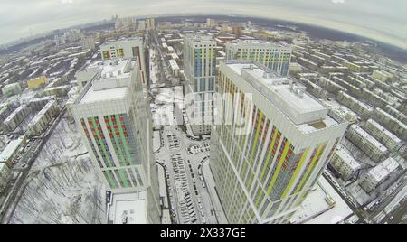 MOSKAU, RUSSLAND - 23. NOVEMBER 2013: Wohnkomplex Bogorodskiy, Luftaufnahme. Der Komplex befindet sich im Verwaltungsbezirk East. Stockfoto