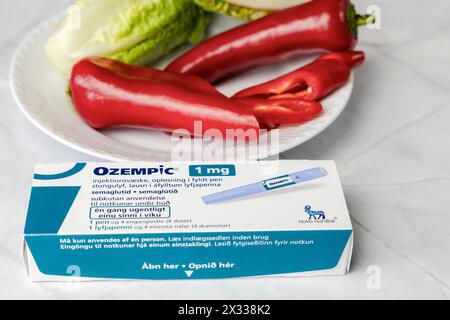 Ozempic Insulininjektionsstift für Diabetiker und Gewichtsverlust. Stockfoto