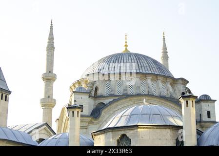 Kuppeln und Minarette der Nuruosmaniye-Moschee des Sultans, gebaut in der Nähe des Großen Basars in Istanbul, Türkei Stockfoto