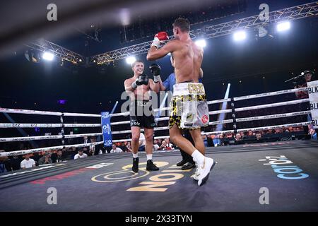 24. April 2024; Hordern Pavilion, Sydney, NSW, Australien: Australian Super Welterweight Title, Nikita Tszyu gegen Danilo Creati; Nikita Tszyu und Danilo Creati bereiten sich auf die Endrunde vor Stockfoto