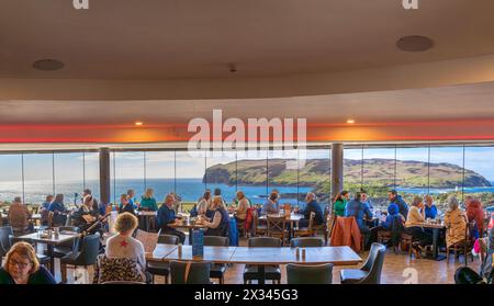 Blick auf das Calf of man vom Sound Cafe, Port Erin, Isle of man, England, Großbritannien Stockfoto