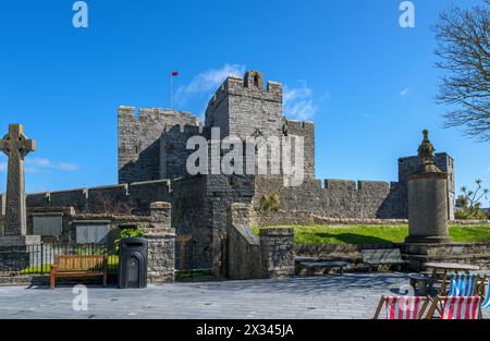 Castle Rushen and Market Square, Castletown, Isle of man, England, Großbritannien Stockfoto