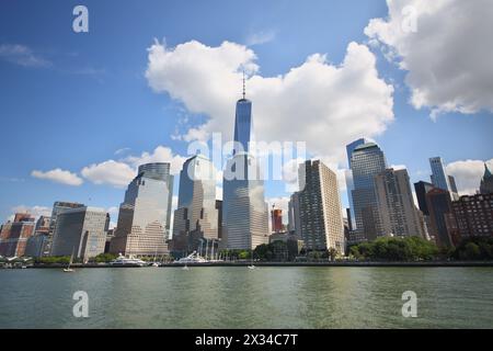 NEW YORK, USA - 7. September 2014: Bau des neuen World Trade Center-Komplexes in New York Stockfoto