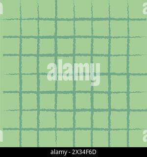 Vektor handgezeichneter Pinsel strukturiertes kariertes Muster. Trockene Farbkreide geometrische, einfache Textur. Kreuzungslinien. Abstraktes, niedliches, zartes Muster Stock Vektor