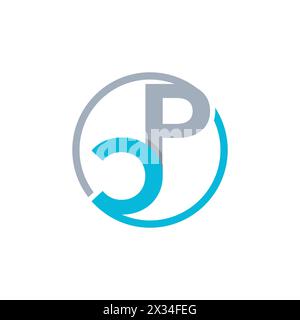 Vektor-Vorlage für den ersten Monogrammbrief für PC-Logo. Abstraktes Design mit PC Letter Logo Stock Vektor