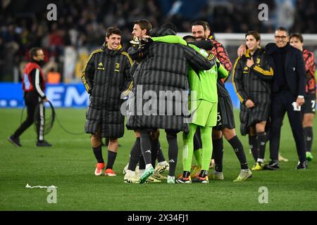 Juventus feiert am 23. April 2024 das Fußballspiel Coppa Italia zwischen SS Lazio und Juventus im Stadio Olimpico in Rom Stockfoto