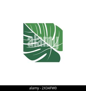 Tropical Palm Leaf Logo Vektor Design Vorlage. Grüne tropische Palmblatt-Logo-Vektor-Design-Vorlage Stock Vektor