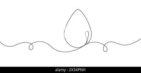 Illustration des Wassertropfenvektors in durchgehender Linienzeichnung. Art der Bluttropfenlinie, Stock Vektor