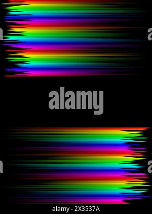 Regenbogenstreifen-Verlauf mit Quadraten Mosaikmuster, schwarzem Hintergrund, Vektorgrafik-Tapete oder Faltblatt Stock Vektor