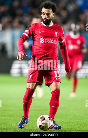 Bergamo, Italien. April 2024. Mohamed Salah (11 Liverpool FC) während des Viertelfinales der UEFA Europa League im zweiten Legspiel zwischen Atalanta BC und Liverpool FC im Gewiss Stadium in Bergamo, Italia Soccer (Cristiano Mazzi/SPP) Credit: SPP Sport Press Photo. /Alamy Live News Stockfoto