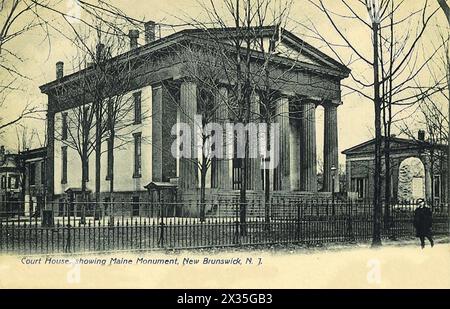 Middlesex County Court House mit Maine Monument, New Brunswick, NJ, um 1900 Stockfoto