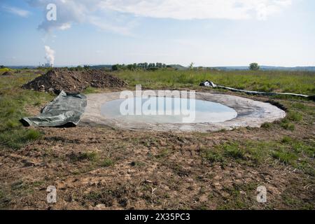 Artenschutz, neu geschaffene Laichgewässer für Amphibien, Stolberg, Nordrhein-Westfalen, Deutschland Stockfoto