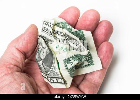 Symbolfoto schwacher Dollar, Problem, zerknitterte Note Stockfoto